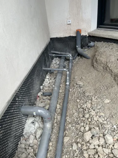 Assainissement WC. Douche.Vasque double.